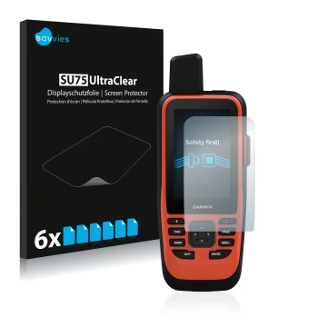 Parte frontale di una confezione del prodotto con il logo del marchio Savvies. Accanto è raffigurato il dispositivo Garmin GPS