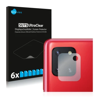 Parte frontale di una confezione del prodotto con il logo del marchio Savvies. Accanto è raffigurato il dispositivo Samsung Ga