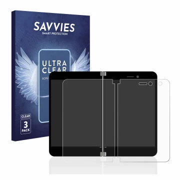 Parte frontale di una confezione del prodotto con il logo del marchio Savvies. Accanto è raffigurato il dispositivo Microsoft 