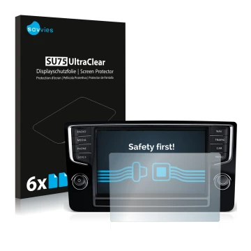 Parte frontale di una confezione del prodotto con il logo del marchio Savvies. Accanto è raffigurato il dispositivo Volkswagen