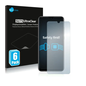 Parte frontale di una confezione del prodotto con il logo del marchio Savvies. Accanto è raffigurato il dispositivo Huawei P s