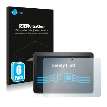 Parte frontale di una confezione del prodotto con il logo del marchio Savvies. Accanto è raffigurato il dispositivo Amazon Fir