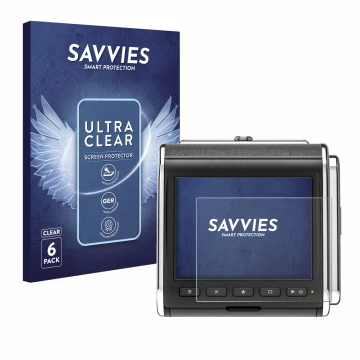 Parte frontale di una confezione del prodotto con il logo del marchio Savvies. Accanto è raffigurato il dispositivo Hasselblad