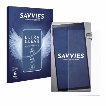 Parte frontale di una confezione del prodotto con il logo del marchio Savvies. Accanto è raffigurato il dispositivo Astell&Ker