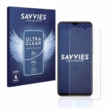 Parte frontale di una confezione del prodotto con il logo del marchio Savvies. Accanto è raffigurato il dispositivo Xiaomi Red