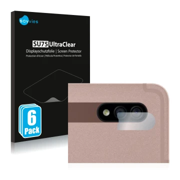 Parte frontale di una confezione del prodotto con il logo del marchio Savvies. Accanto è raffigurato il dispositivo Samsung Ga