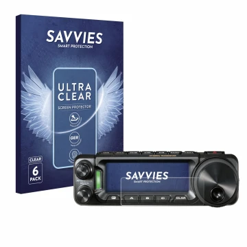 Parte frontale di una confezione del prodotto con il logo del marchio Savvies. Accanto è raffigurato il dispositivo Yaesu FT-8