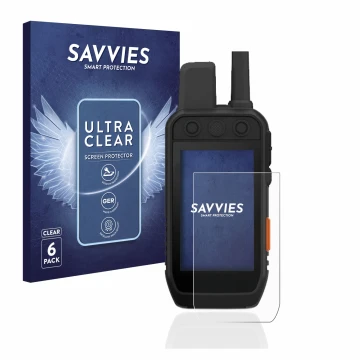 Parte frontale di una confezione del prodotto con il logo del marchio Savvies. Accanto è raffigurato il dispositivo Garmin Alp