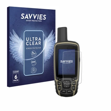 Parte frontale di una confezione del prodotto con il logo del marchio Savvies. Accanto è raffigurato il dispositivo Garmin GPS