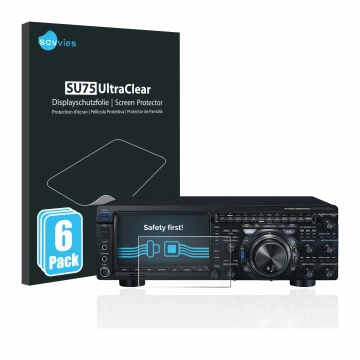 Parte frontale di una confezione del prodotto con il logo del marchio Savvies. Accanto è raffigurato il dispositivo Yaesu FT-D