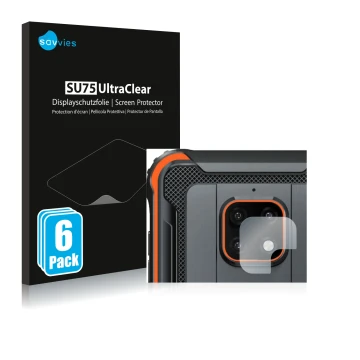 Parte frontale di una confezione del prodotto con il logo del marchio Savvies. Accanto è raffigurato il dispositivo Blackview 