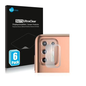 Parte frontale di una confezione del prodotto con il logo del marchio Savvies. Accanto è raffigurato il dispositivo Motorola M