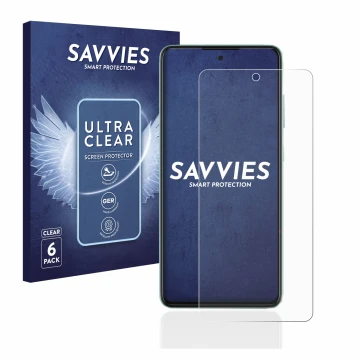 Parte frontale di una confezione del prodotto con il logo del marchio Savvies. Accanto è raffigurato il dispositivo Samsung Ga