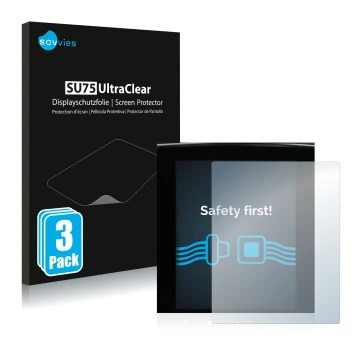 Parte frontale di una confezione del prodotto con il logo del marchio Savvies. Accanto è raffigurato il dispositivo Renault Me