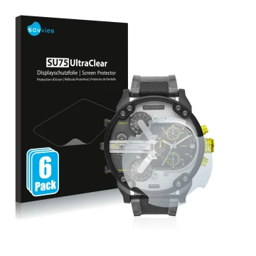 Parte frontale di una confezione del prodotto con il logo del marchio Savvies. Accanto è raffigurato il dispositivo Diesel DZ7