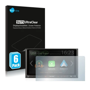 Parte frontale di una confezione del prodotto con il logo del marchio Savvies. Accanto è raffigurato il dispositivo Zenec Z-N5