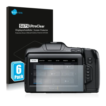 Parte frontale di una confezione del prodotto con il logo del marchio Savvies. Accanto è raffigurato il dispositivo Blackmagic