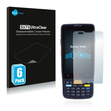 Parte frontale di una confezione del prodotto con il logo del marchio Savvies. Accanto è raffigurato il dispositivo Datalogic 