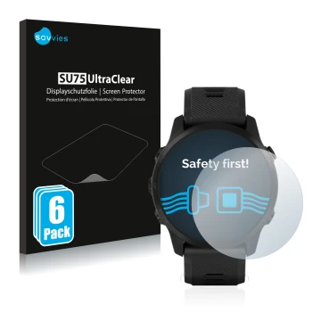 Parte frontale di una confezione del prodotto con il logo del marchio Savvies. Accanto è raffigurato il dispositivo Garmin For