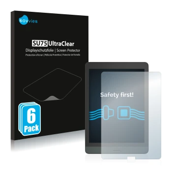 Parte frontale di una confezione del prodotto con il logo del marchio Savvies. Accanto è raffigurato il dispositivo Boox Nova 