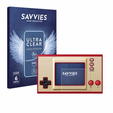 Parte frontale di una confezione del prodotto con il logo del marchio Savvies. Accanto è raffigurato il dispositivo Nintendo G