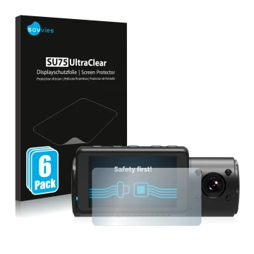 Parte frontale di una confezione del prodotto con il logo del marchio Savvies. Accanto è raffigurato il dispositivo Vantrue N4