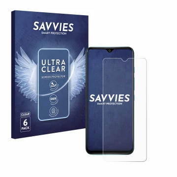 Parte frontale di una confezione del prodotto con il logo del marchio Savvies. Accanto è raffigurato il dispositivo Wiko Power