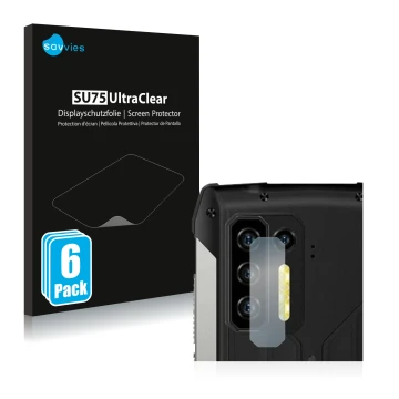 Parte frontale di una confezione del prodotto con il logo del marchio Savvies. Accanto è raffigurato il dispositivo Ulefone Po