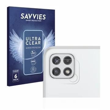 Parte frontale di una confezione del prodotto con il logo del marchio Savvies. Accanto è raffigurato il dispositivo Samsung Ga