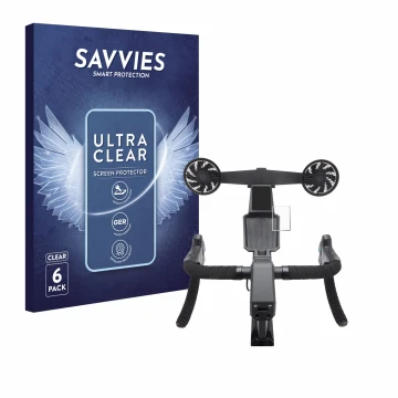 Parte frontale di una confezione del prodotto con il logo del marchio Savvies. Accanto è raffigurato il dispositivo Tacx Neo B
