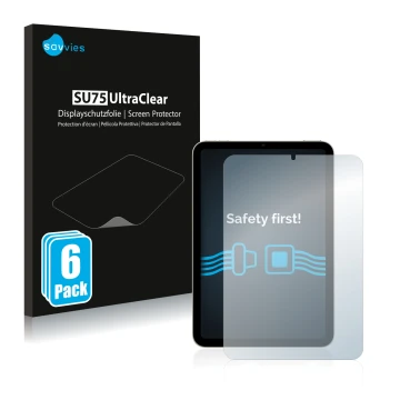 Parte frontale di una confezione del prodotto con il logo del marchio Savvies. Accanto è raffigurato il dispositivo Apple iPad