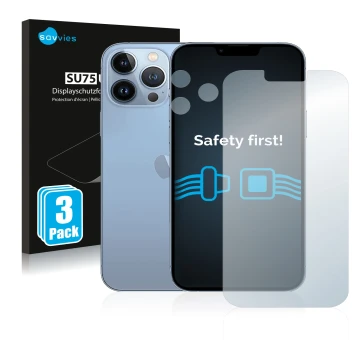 Parte frontale di una confezione del prodotto con il logo del marchio Savvies. Accanto è raffigurato il dispositivo Apple iPho