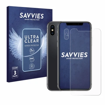 Parte frontale di una confezione del prodotto con il logo del marchio Savvies. Accanto è raffigurato il dispositivo Apple iPho