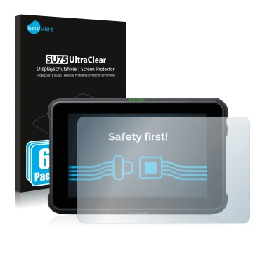 Parte frontale di una confezione del prodotto con il logo del marchio Savvies. Accanto è raffigurato il dispositivo Atomos Shi