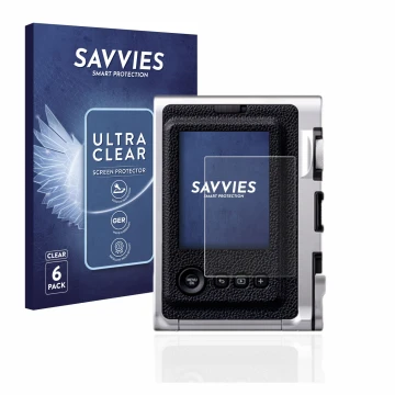 Parte frontale di una confezione del prodotto con il logo del marchio Savvies. Accanto è raffigurato il dispositivo Fujifilm I