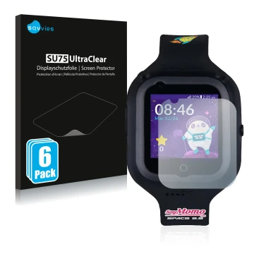 Parte frontale di una confezione del prodotto con il logo del marchio Savvies. Accanto è raffigurato il dispositivo SoyMomo Sp