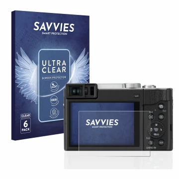 Parte frontale di una confezione del prodotto con il logo del marchio Savvies. Accanto è raffigurato il dispositivo Panasonic 