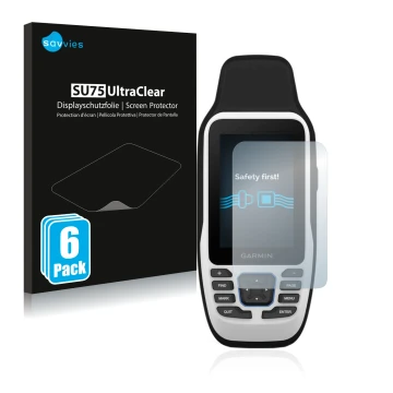 Parte frontale di una confezione del prodotto con il logo del marchio Savvies. Accanto è raffigurato il dispositivo Garmin GPS