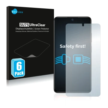 Parte frontale di una confezione del prodotto con il logo del marchio Savvies. Accanto è raffigurato il dispositivo Xiaomi Red