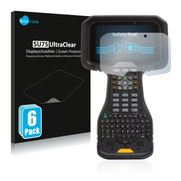 Parte frontale di una confezione del prodotto con il logo del marchio Savvies. Accanto è raffigurato il dispositivo Trimble TS