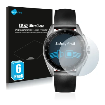 Parte frontale di una confezione del prodotto con il logo del marchio Savvies. Accanto è raffigurato il dispositivo TAG Heuer 