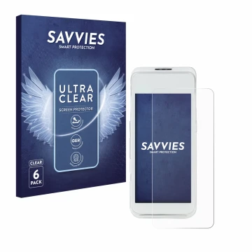 Parte frontale di una confezione del prodotto con il logo del marchio Savvies. Accanto è raffigurato il dispositivo Pax A920 P