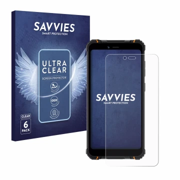 Parte frontale di una confezione del prodotto con il logo del marchio Savvies. Accanto è raffigurato il dispositivo Hotwav T5 