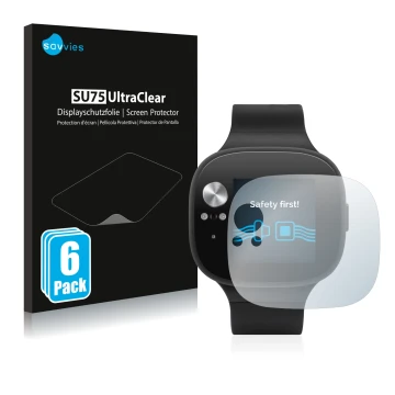 Parte frontale di una confezione del prodotto con il logo del marchio Savvies. Accanto è raffigurato il dispositivo ASUS Vivow