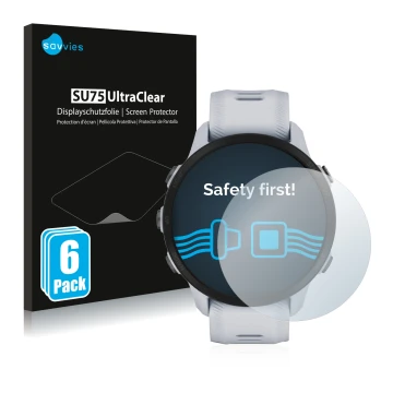 Parte frontale di una confezione del prodotto con il logo del marchio Savvies. Accanto è raffigurato il dispositivo Garmin For