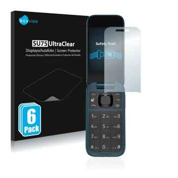 Parte frontale di una confezione del prodotto con il logo del marchio Savvies. Accanto è raffigurato il dispositivo Nokia 2660
