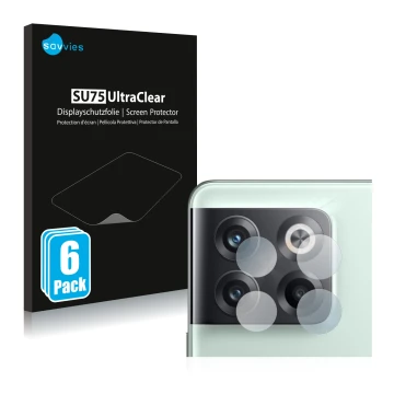 Parte frontale di una confezione del prodotto con il logo del marchio Savvies. Accanto è raffigurato il dispositivo OnePlus 10