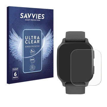 Parte frontale di una confezione del prodotto con il logo del marchio Savvies. Accanto è raffigurato il dispositivo Garmin Ven