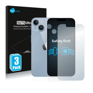 Parte frontale di una confezione del prodotto con il logo del marchio Savvies. Accanto è raffigurato il dispositivo Apple iPho