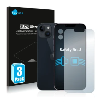 Parte frontale di una confezione del prodotto con il logo del marchio Savvies. Accanto è raffigurato il dispositivo Apple iPho